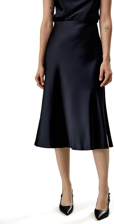 LilySilk Silk Midi Skirt Bias-Cut